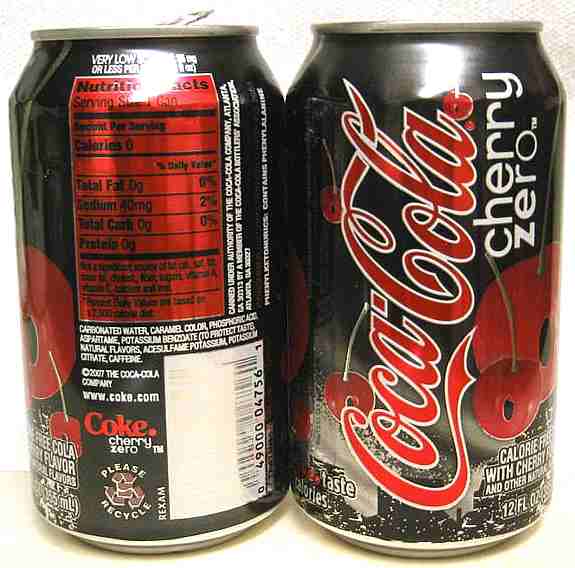 Coca-Cola cherry Zero cans with cherry logo