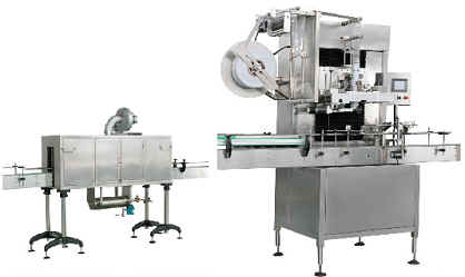 Shrink wrap labeling machine, soft drink bottling