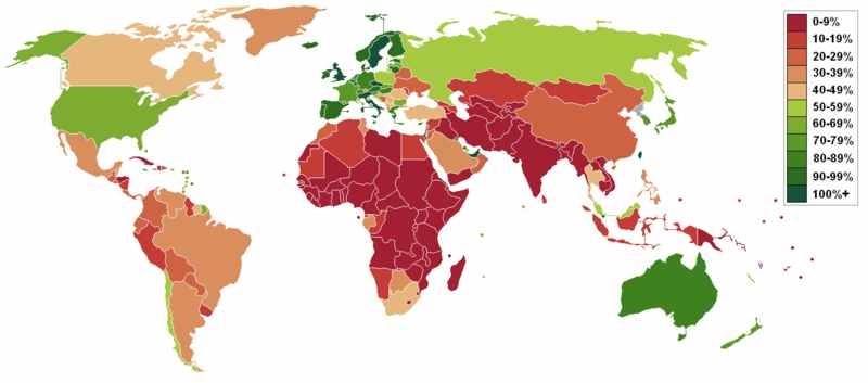 Mobile Phone world use map