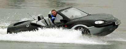 Richard Branson driving the Gibbs Aquada