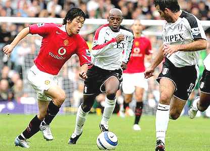 Manchester United footballers during a game