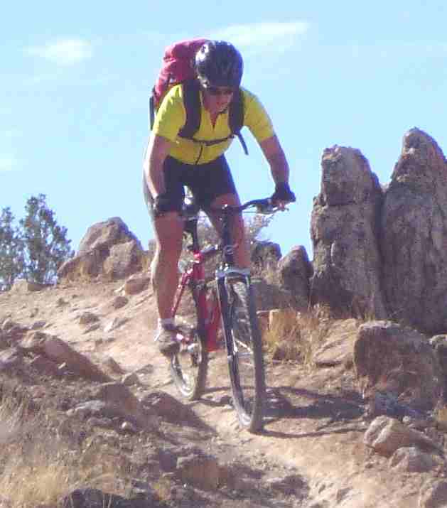 Mountain biking in rough rocky conditions