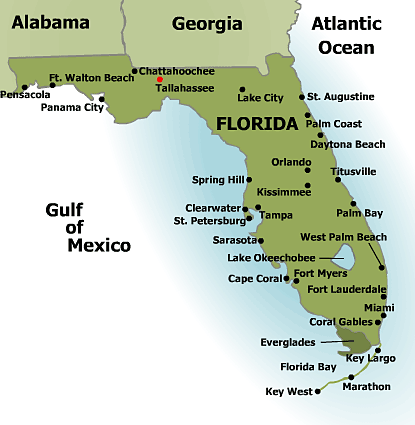 Florida map USA, Fort Lauderdale boat show location