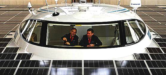 Cabin of the world's largest solar powered catamaran